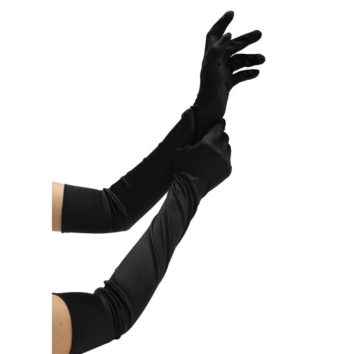 Baci Satin Opera Glove Black