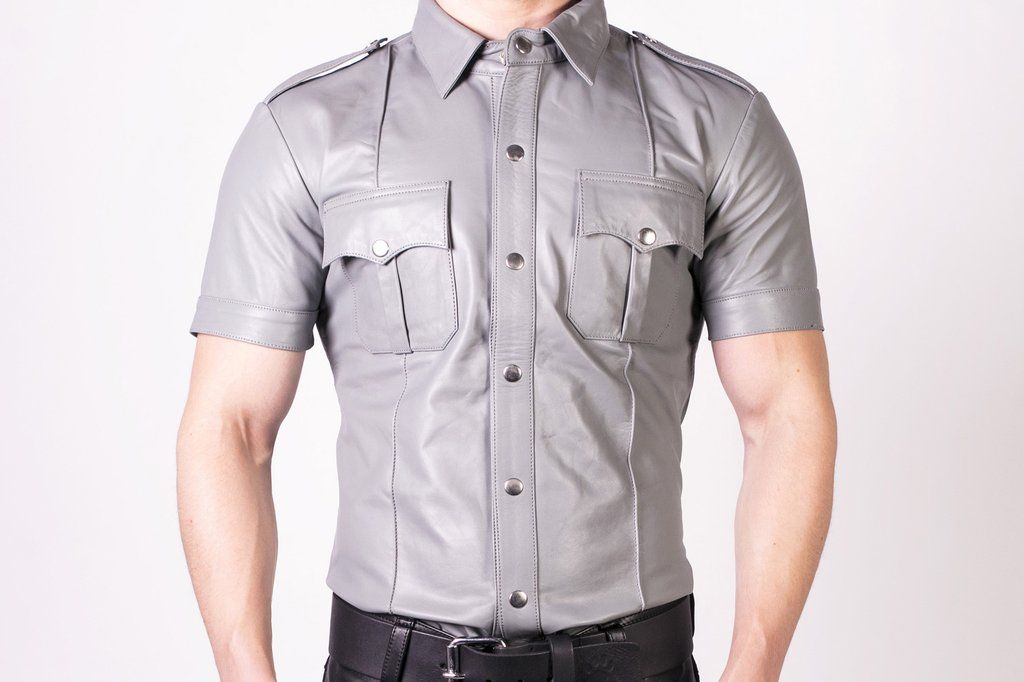 Prowler RED Slim Fit Leather Police Shirt Grey