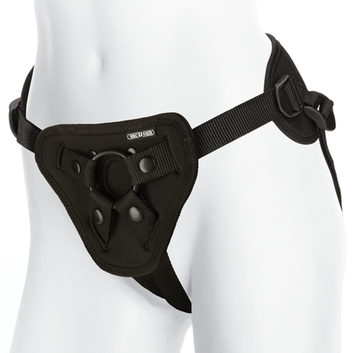 Doc Johnson Vac-U-Lock Supreme Harness With Vibrating Plug Black
