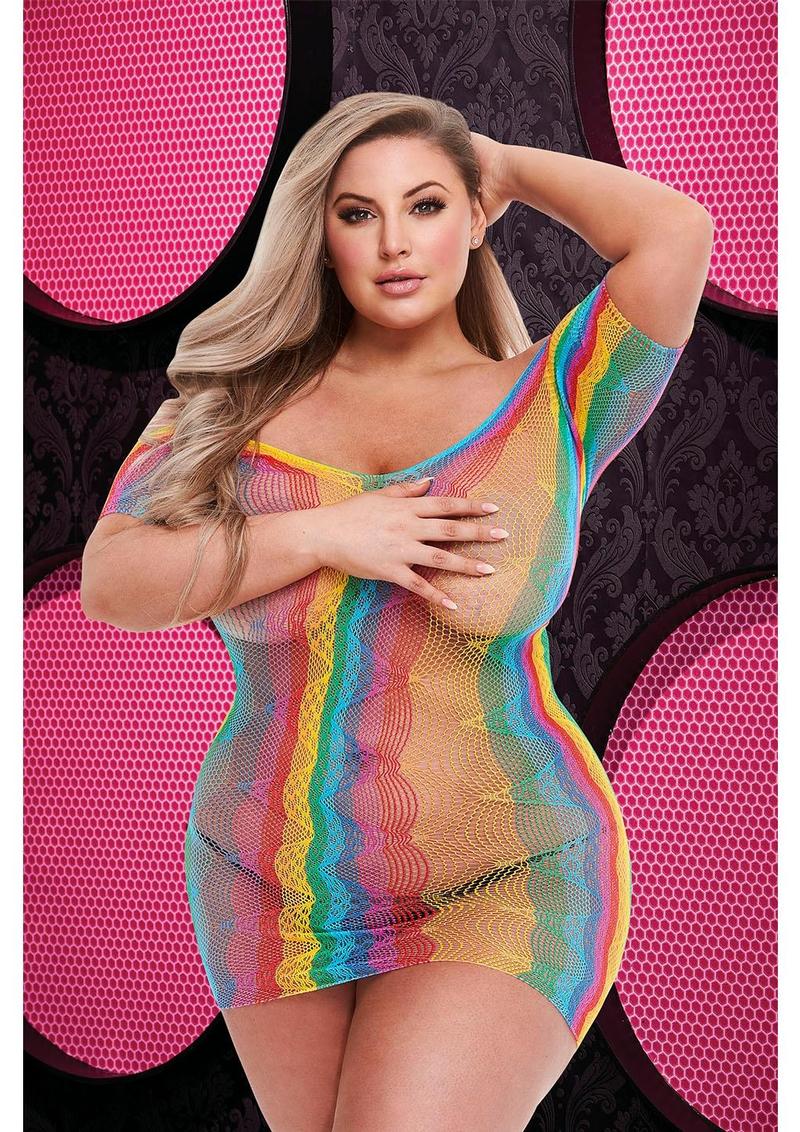 RAINBOW JACQUARD MINI DRESS - Q - Lapdance - Lingerie & Underwear - adult product at KS Store