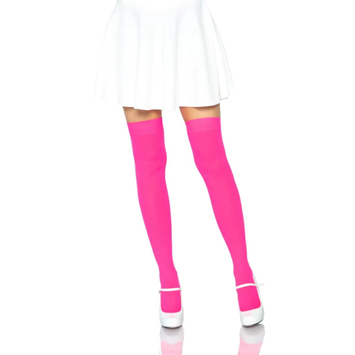Nylon Thigh Highs Neon Pink OS - Leg Avenue - Lingerie & Underwear - adult product at KS Store