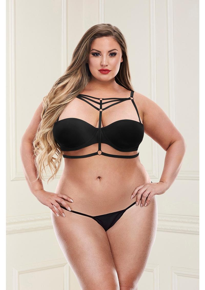 Baci Sexy Strappy Bra Harness Black Queen Size - Baci - Harnesses - adult product at KS Store