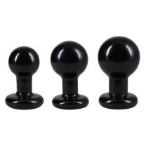 The Classic Round Butt Plug 3 Piece Set Black