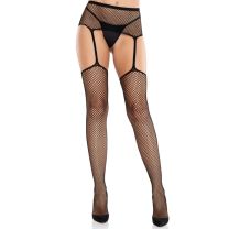 Backseam Net Stockings with Garter Belt Black OS