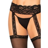 Sheer Thigh Highs with Lace Garter Belt Black OS