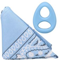 Rock Solid The Code Silicone Cock Ring with Bandana Light Blue Black