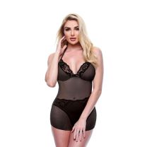 Baci 2 Piece Eco Chemise & Panty Set Black ML