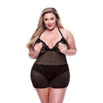 Baci 2 Piece Eco Chemise & Panty Set Black QS