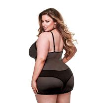 Baci 2 Piece Eco Chemise & Panty Set Black Queen Size