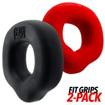 Oxballs Fit Grips Ergo Fit Cockrings 2 Pack Black/Red