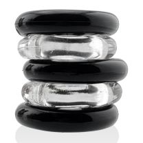 Oxballs Jacker 5 Stack Super Strong  Cockrings Clear/Black