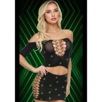 Lapdance Diamond 2 Piece Crop Top & Shirt Set Glow In The Dark 