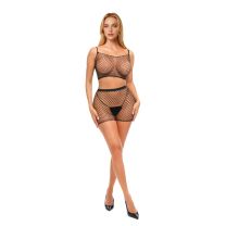 Me You Us 2 Piece Fishnet Set Black