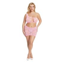 Me You Us 2 Piece Lace Set Pink Queen Size