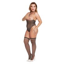 Me You Us Fishnet Halter Teddy Queen Size