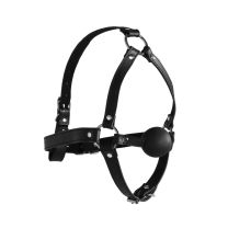 Head Harness with Solid Ball Gag  Black