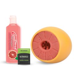 GoodHead Grapefruit Open Ended Stroker Blowjob Set
