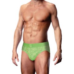 Prowler Lace Open Back Brief Large Neon Green