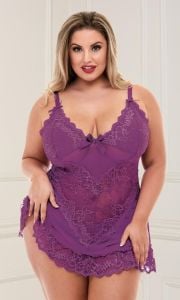 Baci Lingerie Mini Lace Chemise Purple