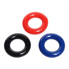 Trinity For Men Stretchy Cock Ring 3 Pack Red Black Blue