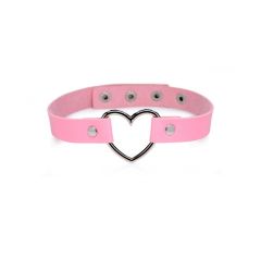 Heart Choker Necklace - Pink