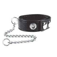 Blue Line Snap Cock Ring With Leash