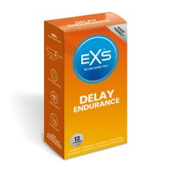 EXS Delay Condoms 12-Pack - Natural Latex & Silicone Lubricated Box