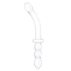 Glas 12inch Girthy Ribbed G Spot Glass Dildo With Handle Grip Double Ended