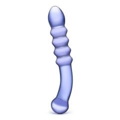 Glas 9inch Purple Rain Ribbed Dildo 