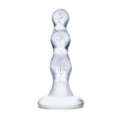 Glas 4inch Triple Play Beaded Butt Plug Clear