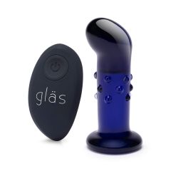 Glas Rechargeable Remote Controlled Vibrating Dotted G-Spot P-Spot Plug Blue (4")