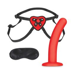 "RED HEART STRAP ON HARNESS & 5"" DILDO SET"