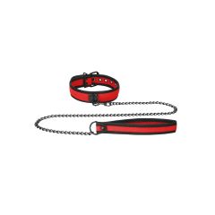 Ouch Neoprene Puppy Play Collar with Leash Red