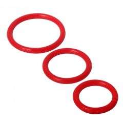 Trinity For Men Penis Rings Set Of 3 Silicone Red