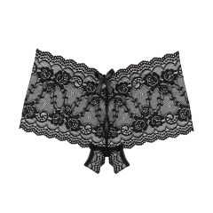Underneath Mila Crotchless Lace Briefs Black