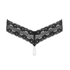 Underneath Crotchless Mira G-String With Pearl Chain Black