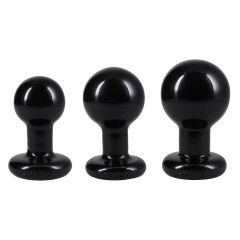 The Classic Round Butt Plug 3 Piece Set Black