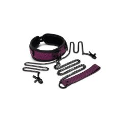 Whipsmart Dragon's Lair Collar, Leash & Nipple Clips Set