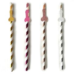Little Genie Glitterati Penis Tall Party Straws