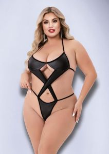 Criss Cross Wetlook Teddy Black Q