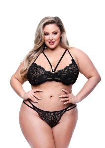 2 Piece Eco Strappy Bra & Panty Set Black Q