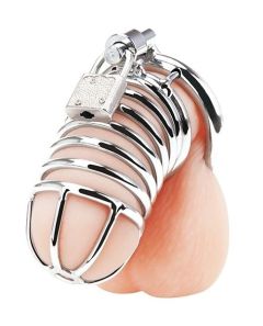 Blue Line Deluxe Chastity Cage Silver