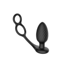 TORNADO COCK AND BALL RING Rotating and vibrating butt plug with remote control and cock and ball ring