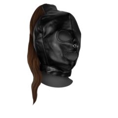 Mask with Brown Ponytail  Black