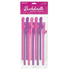Bachelorette Party Favors Dicky Sipping Straws - Pink/Purple 10 pcs