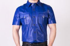 Prowler RED Slim Fit Leather Police Shirt Blue