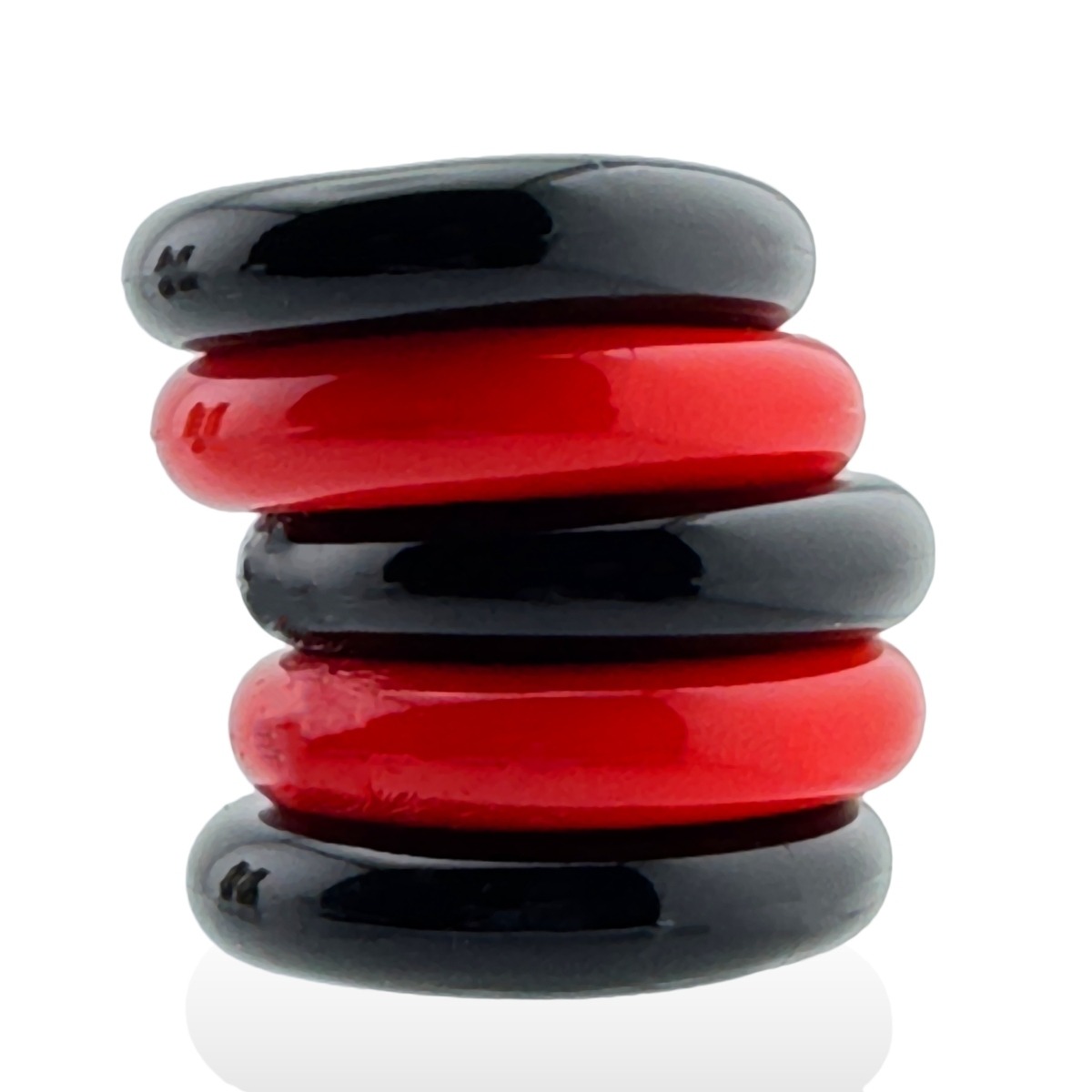 Oxballs Jacker 5 Stack Super Strong Cockrings Red/Black - Hunkyjunk - Lingerie & Underwear - adult product at KS Store