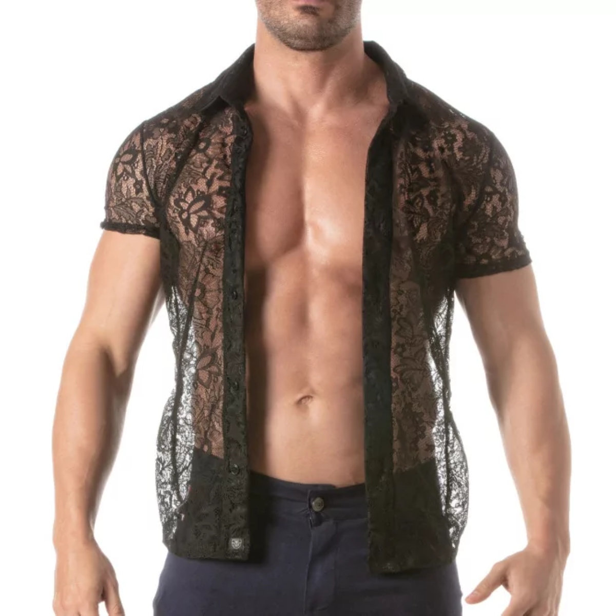 Lace Short Sleeves Shirt - Size : S - TOF Paris - Toys & Accessories - adult product at KS Store